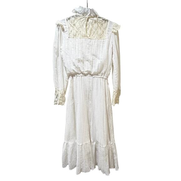 Vtg 80s Cream Lace Bridal Prairie Dress SZ 13-14 Victorian Romantic Cottagecore - Picture 8 of 16